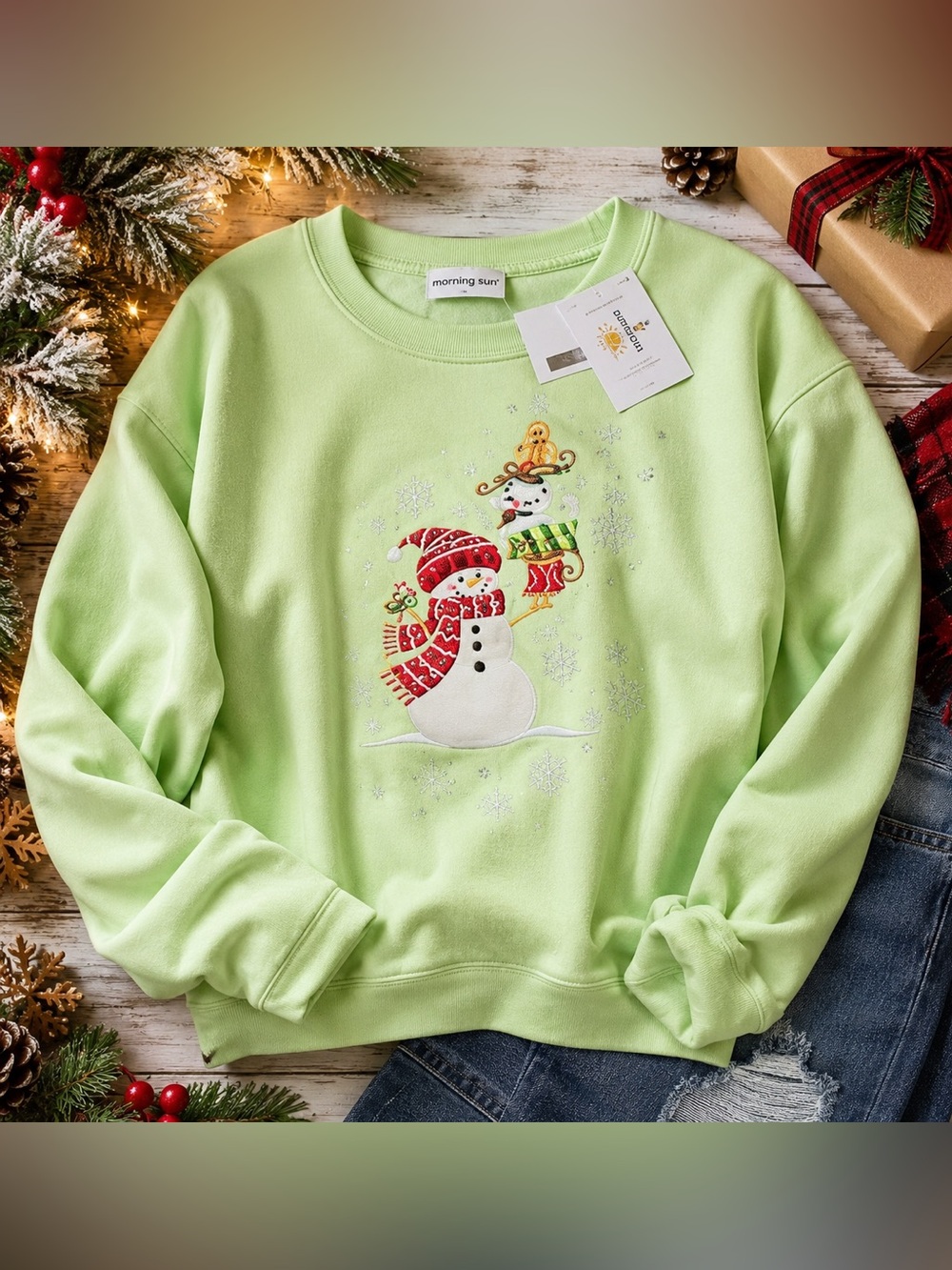 Morning Sun Christmas Snowman Pullover Sweatshirt NWT Plus Size 2X